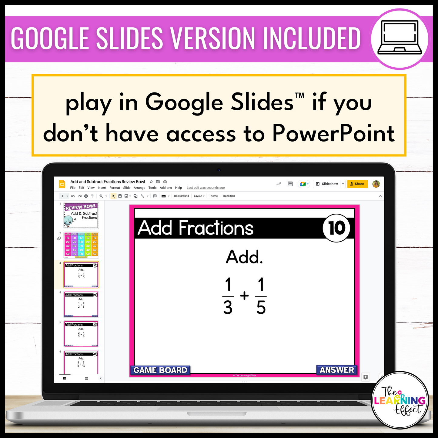 Adding and Subtracting Fractions Game Show | 5th Grade Math Test Prep Activity