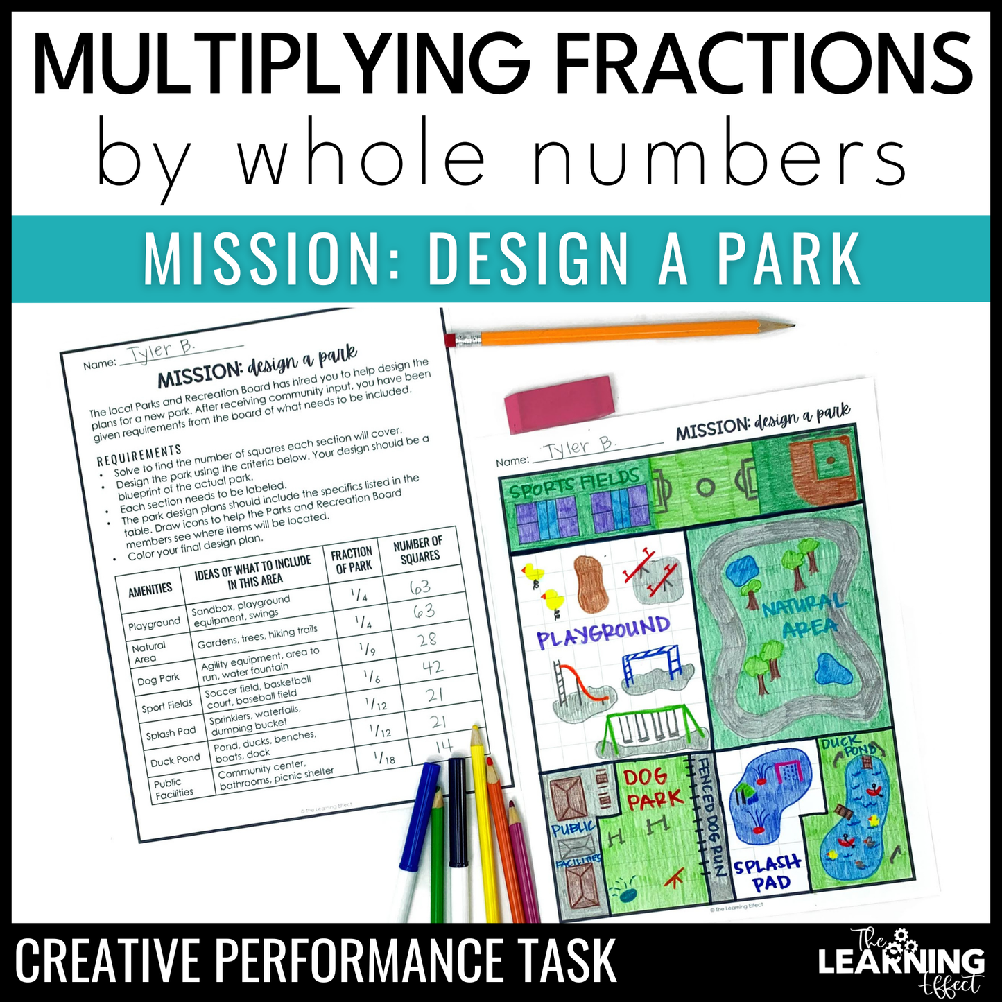 Multiplying Fractions by a Whole Number Activity Math Project Based Learning PBL