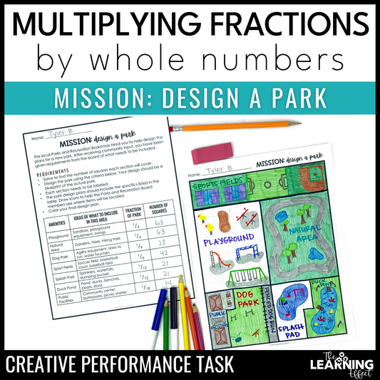 Multiplying Fractions by a Whole Number Activity Math Project Based Learning PBL