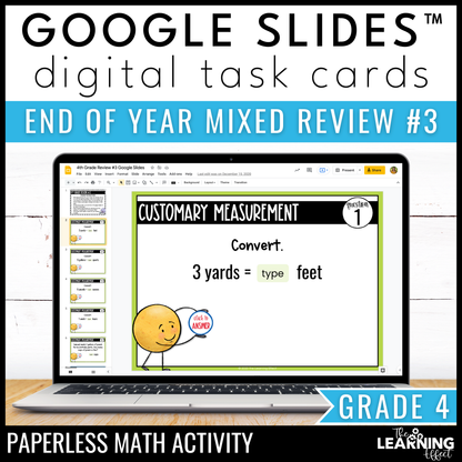 4th Grade Math Spiral Review #3 Google Slides | Digital Task Cards Test Prep Activity