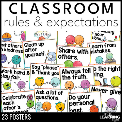 Classroom Rules and Expectations Posters | First Day of School and Back to School