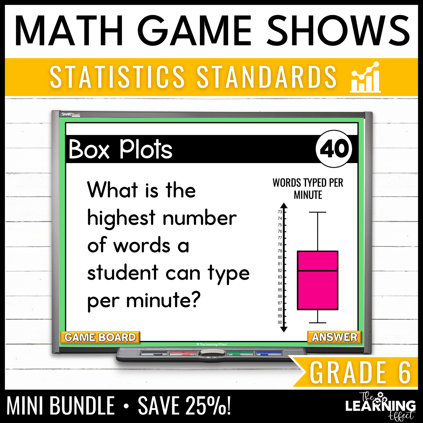 6th Grade Math Data and Statistics Game Shows BUNDLE | Test Prep Review Activities