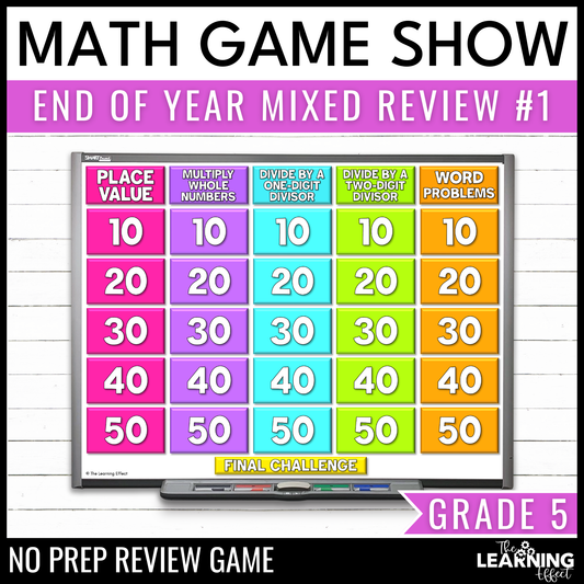 5th Grade Math Spiral Review #1 Game Show | End of Year Test Prep Activity