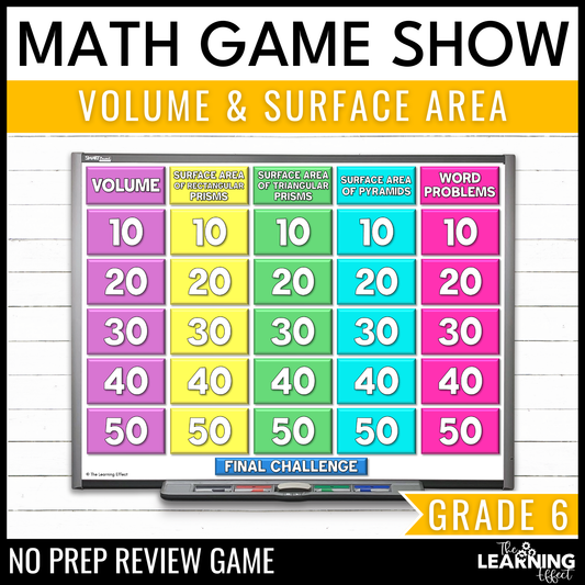 Volume and Surface Area Game Show | 6th Grade Math Review Test Prep Activity