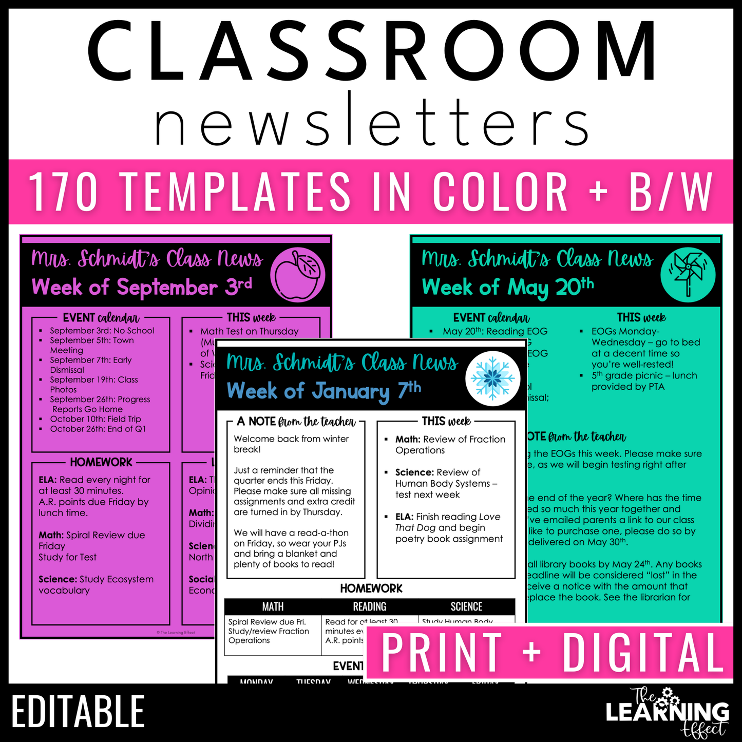 Classroom Newsletter Templates Editable | Weekly or Monthly Parent Communication