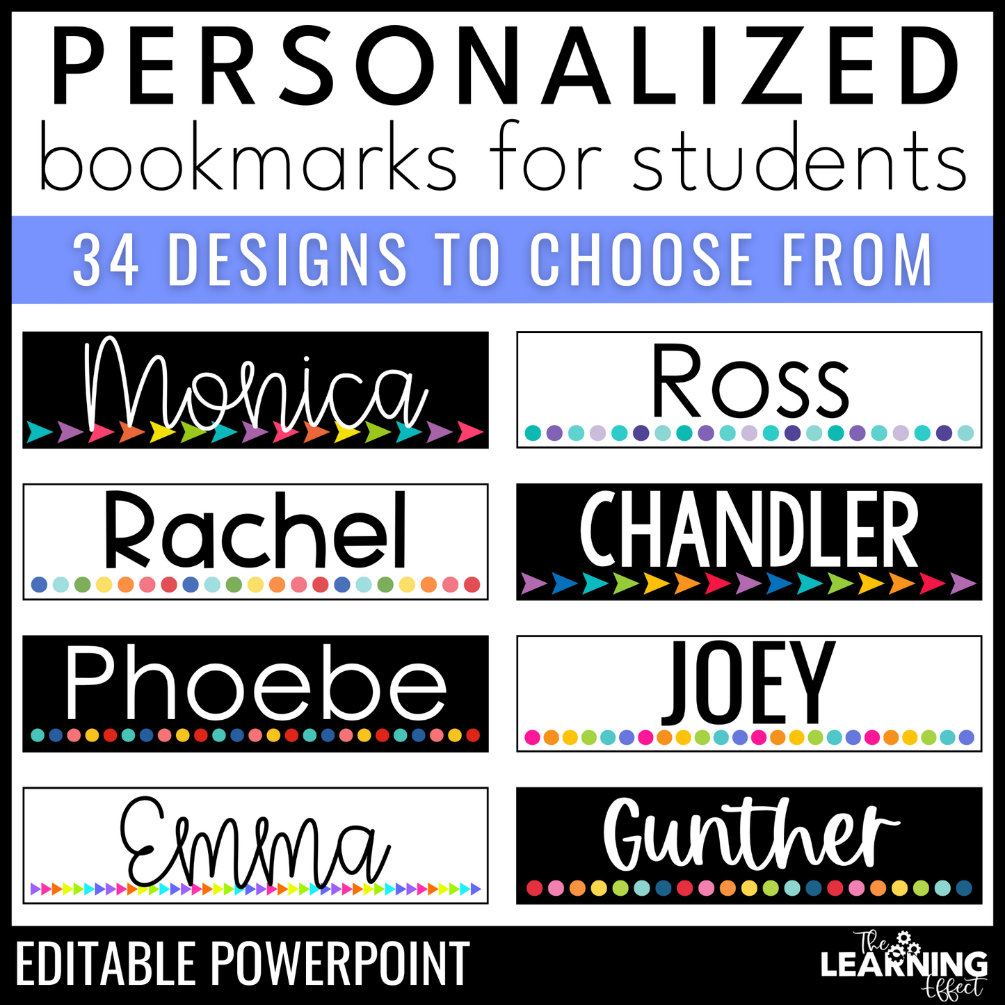Editable Student Bookmark Templates | Desk Name Tags or Name Plates | Back to School