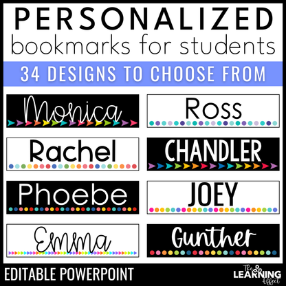 Editable Student Bookmark Templates | Desk Name Tags or Name Plates | Back to School