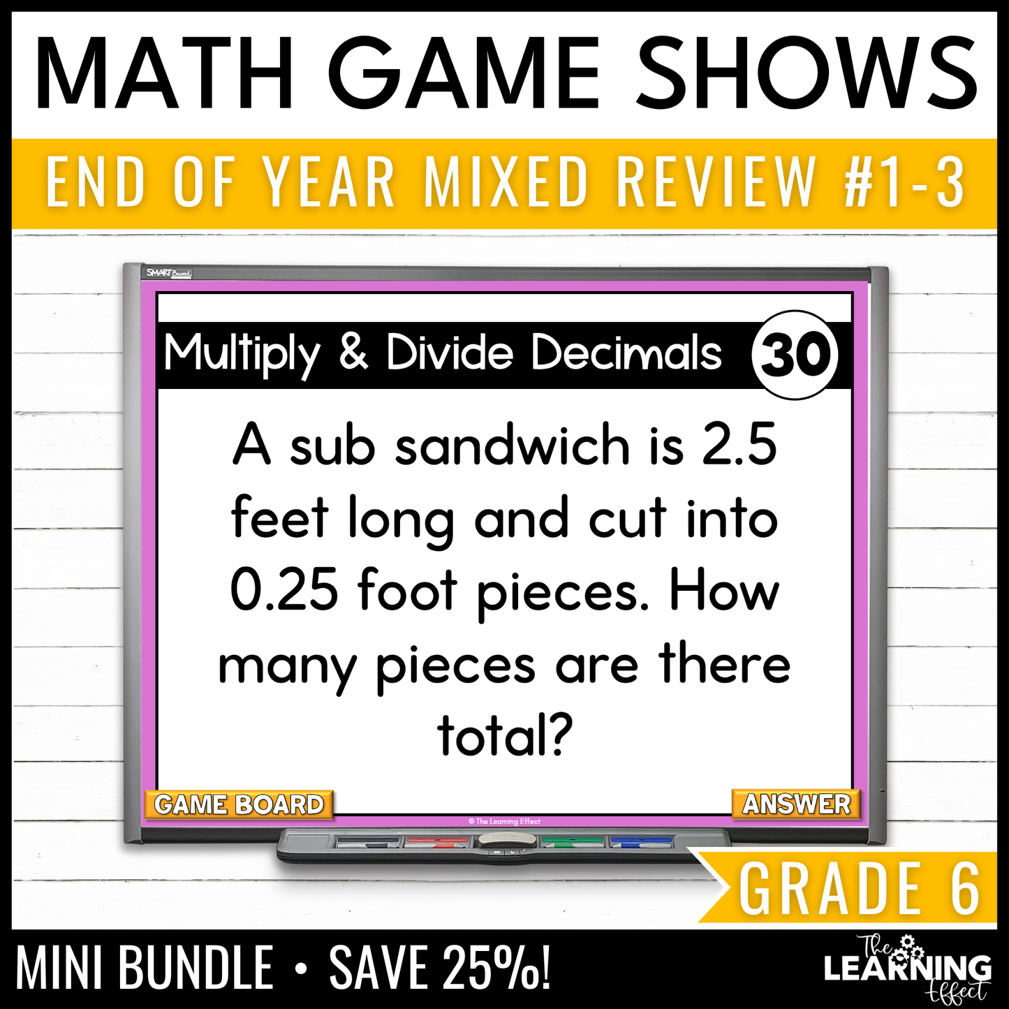 6th Grade Math Spiral Review #1-3 Game Shows BUNDLE | End of Year Test Prep Activities