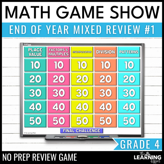 4th Grade Math Spiral Review #1 Game Show | End of Year Test Prep Activity