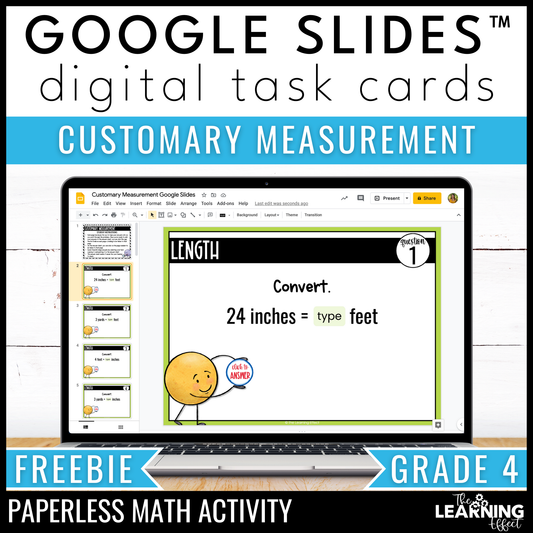 Customary Measurement Google Slides | 4th Grade Digital Task Cards Activity | FREE