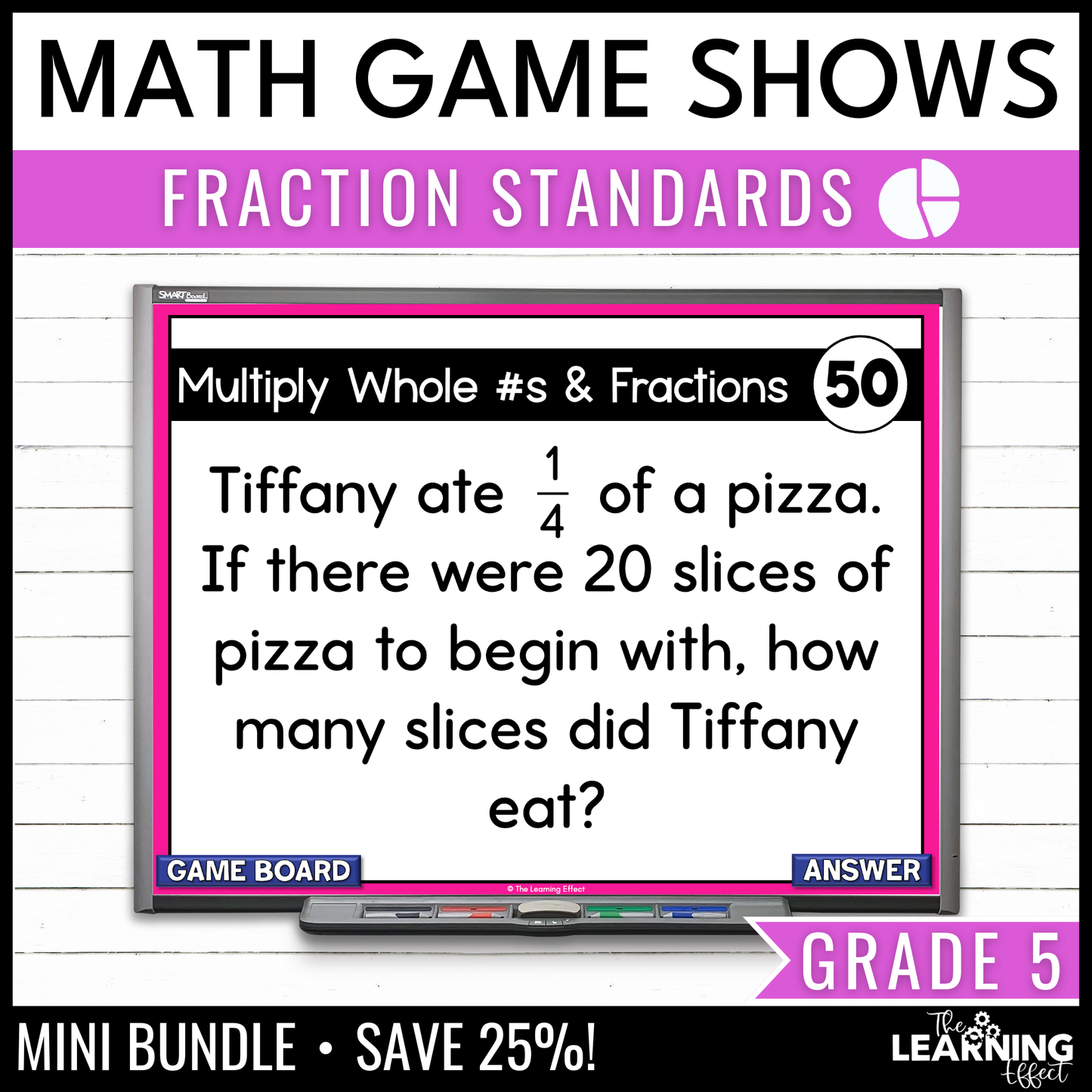 5th Grade Math Fractions Game Shows BUNDLE | Test Prep Review Activities