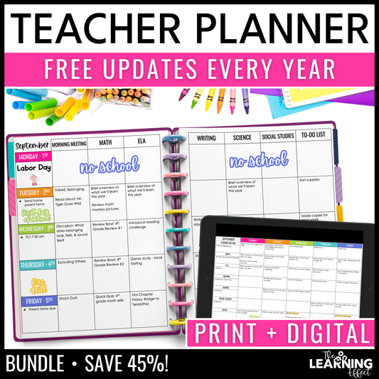 Editable Teacher Lesson Planner Binder 2026 Printable and Digital BUNDLE