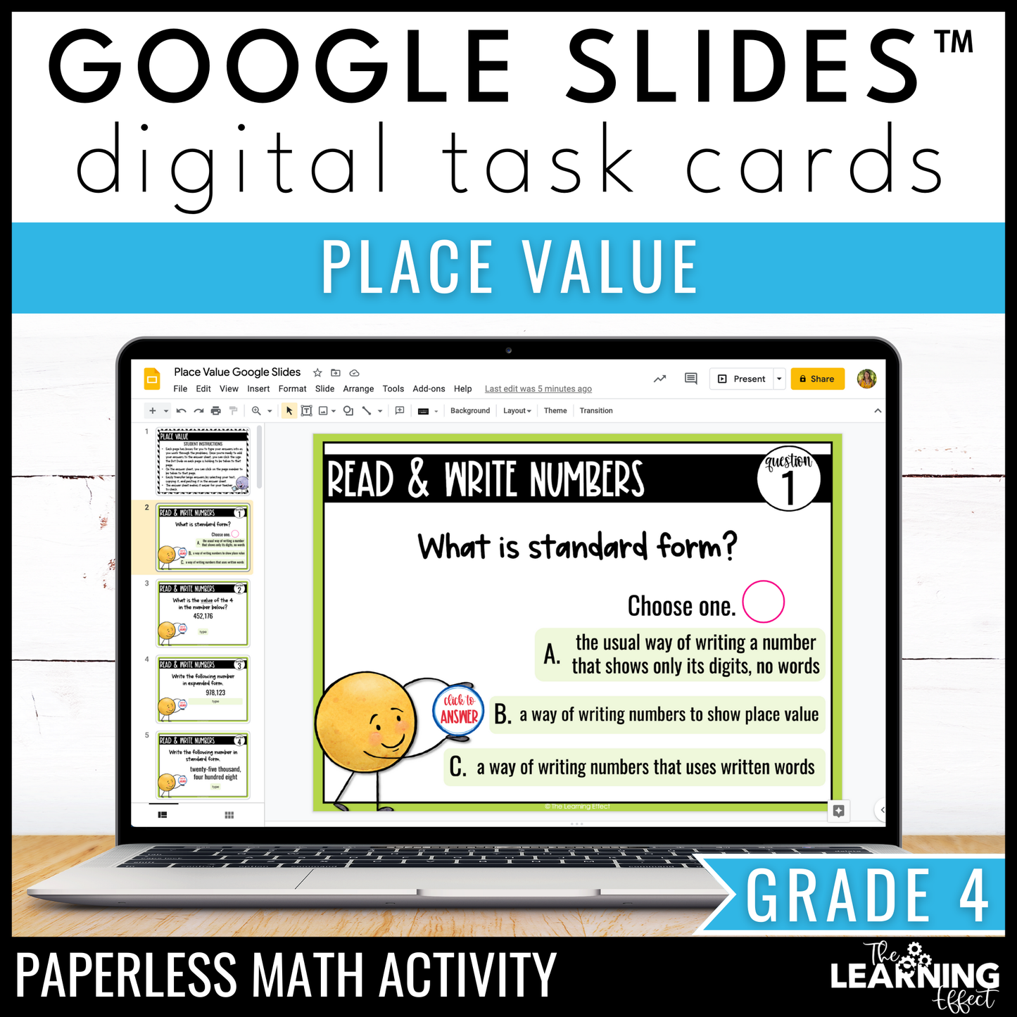 Place Value Google Slides | 4th Grade Math Digital Task Cards Review Activity