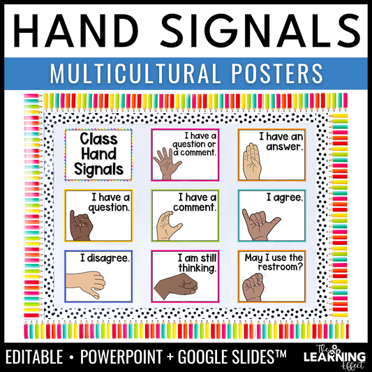 Hand Signals Editable Posters | Classroom and Behavior Management Signs
