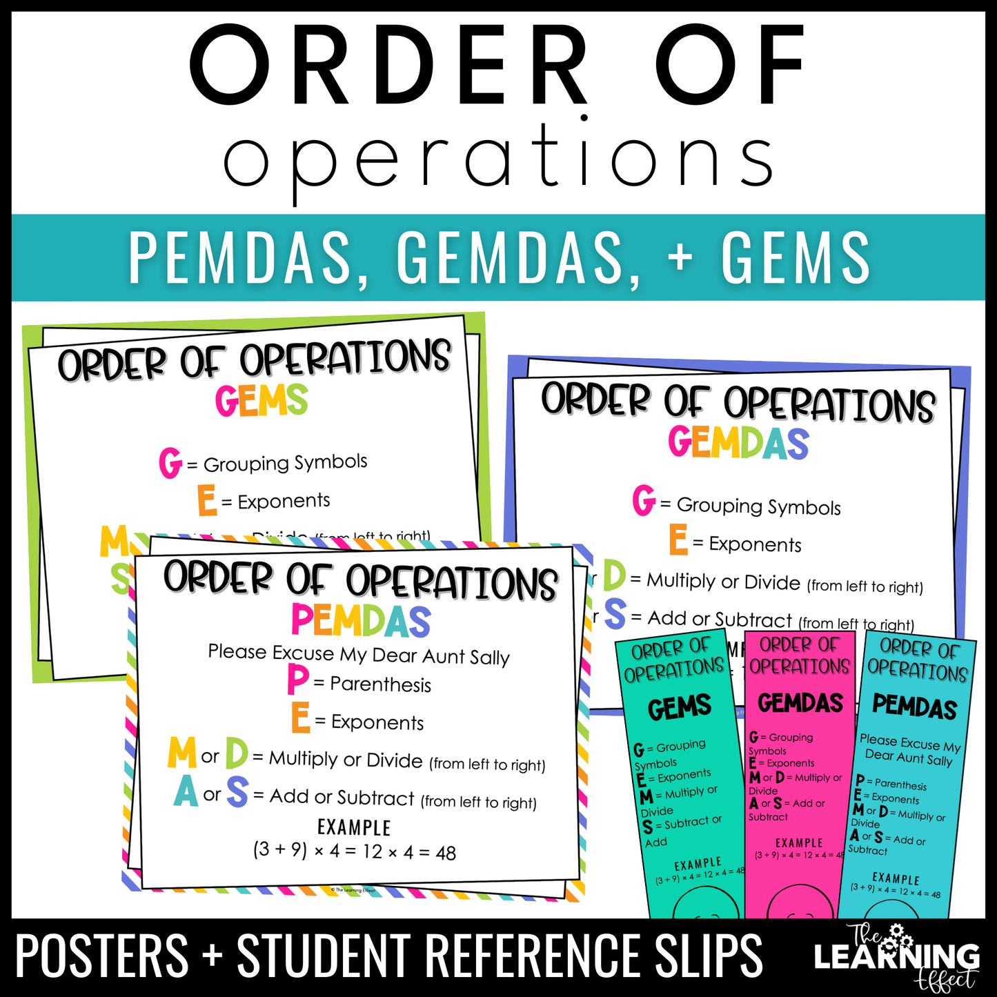 Order of Operations Math Posters | PEMDAS GEMDAS GEMS Anchor Charts