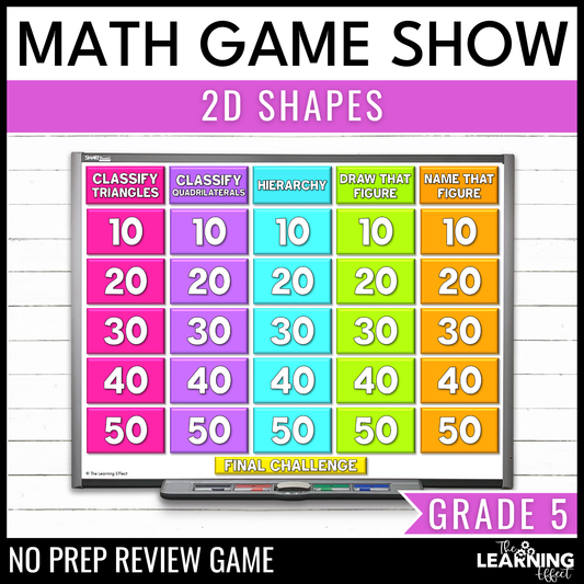 2D Shapes Geometry Game Show | 5th Grade Math Test Prep Activity