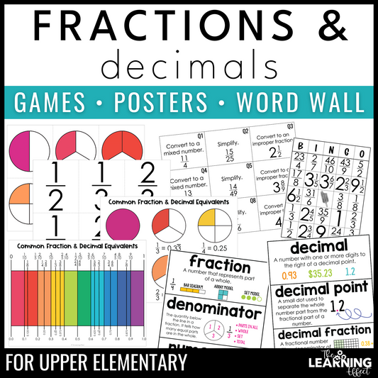 Fractions and Decimals | Math Activities, Games, Posters, and Word Wall