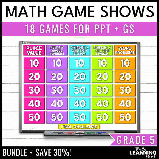 5th Grade Math Game Show BUNDLE | All Standards Test Prep Review Activities