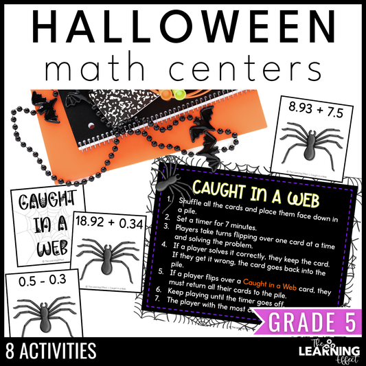 Halloween Math Centers Activities Games 5th Grade | Decimals, Division