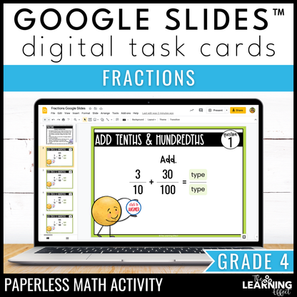 Fractions Google Slides | 4th Grade Math Digital Task Cards Activity