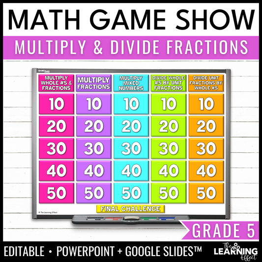 Multiplying and Dividing Fractions Game Show | 5th Grade Math Review Activity