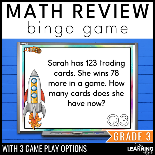 3rd Grade Math Spiral Review Bingo Game | End of Year Test Prep Activity