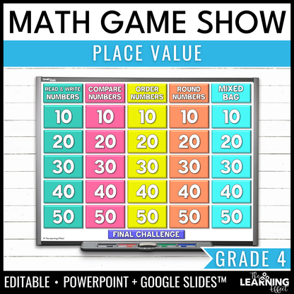 Place Value Game Show | 4th Grade Math Review Test Prep Activity | Editable