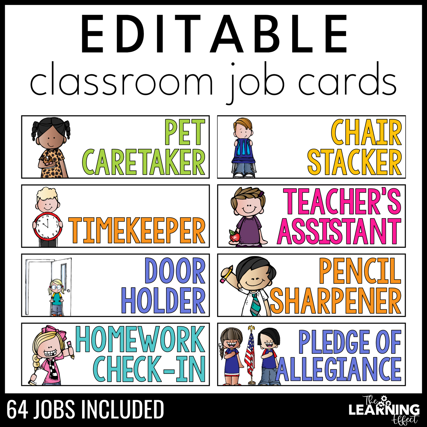 Classroom Jobs | Editable Student Job Cards for Class Display