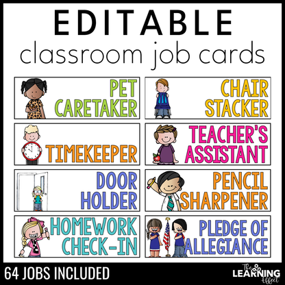 Classroom Jobs | Editable Student Job Cards for Class Display