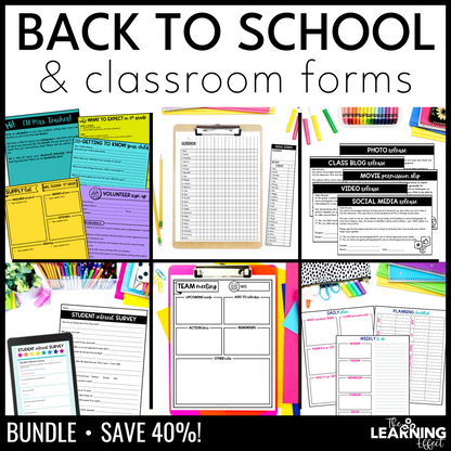 Back to School Forms BUNDLE | Classroom Checklists and Printables | Parent Packet