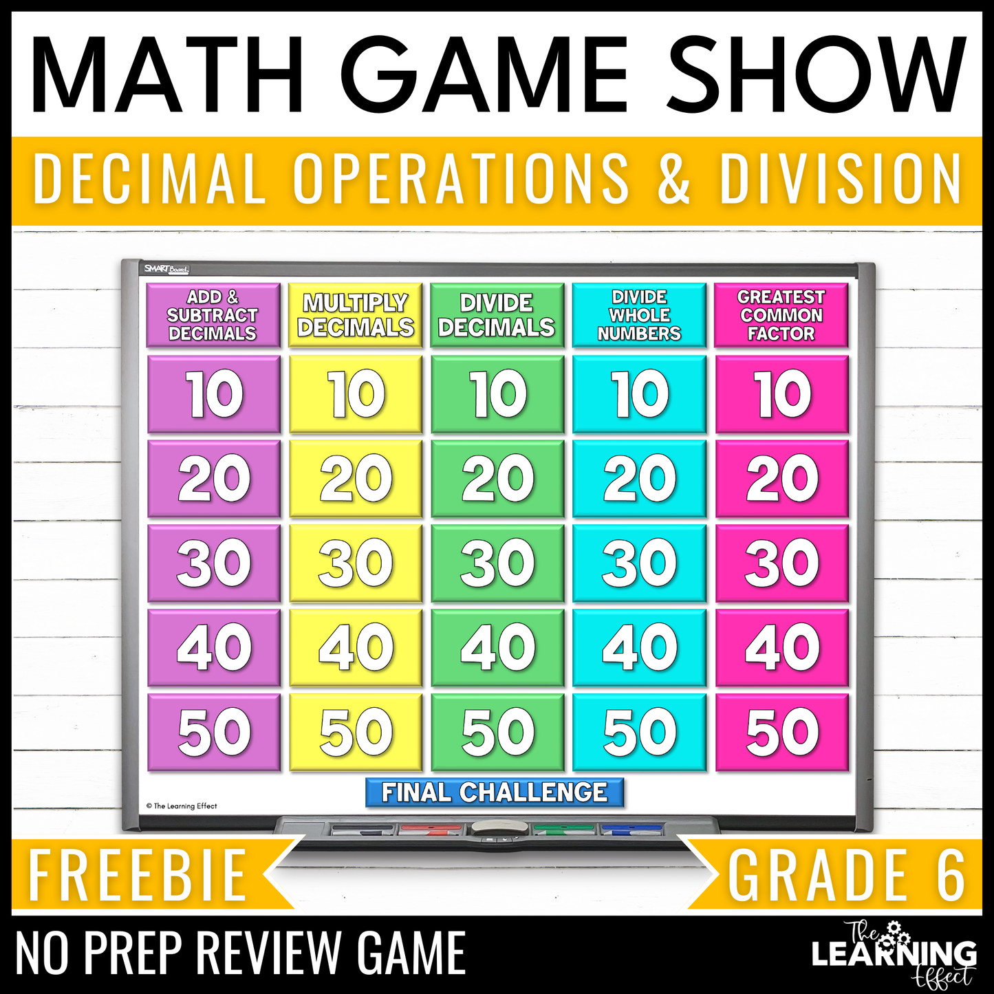 Decimal Operations and Division Game Show | 6th Grade Math Test Prep Activity | FREE