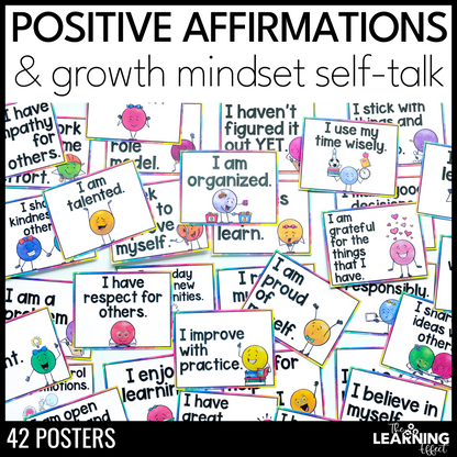 Positive Affirmations Posters | Growth Mindset and Self Talk Bulletin Board
