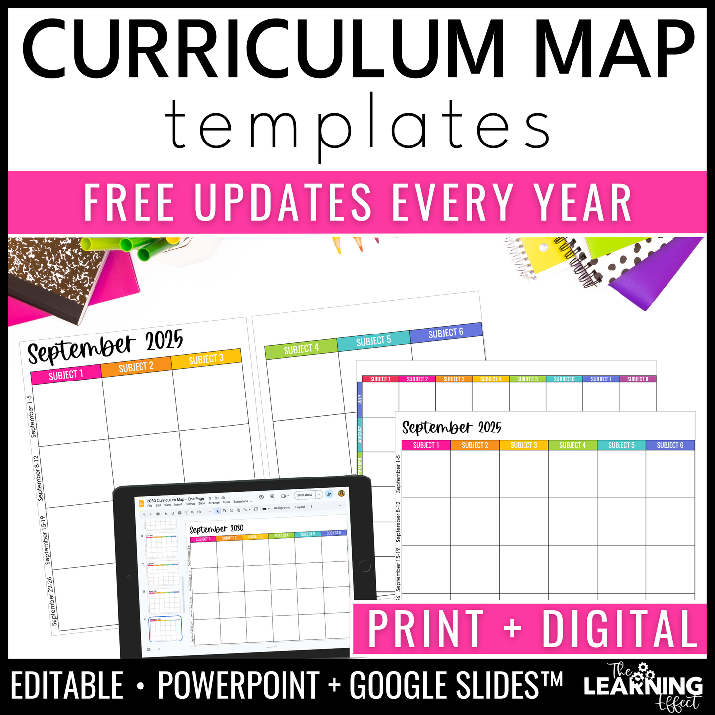 Curriculum Map and Pacing Guide Templates | Editable School Year Planning Calendar