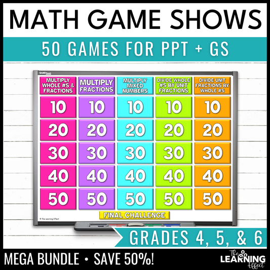 Math Game Show Test Prep BUNDLE | Upper Elementary All Standards Review Activities