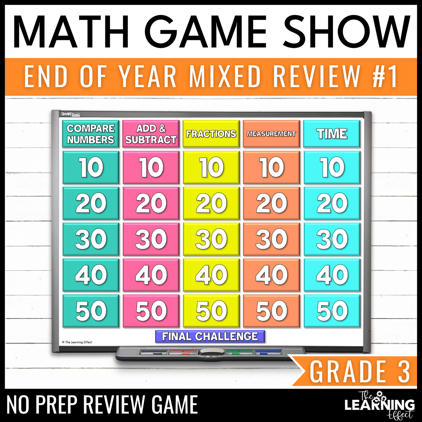3rd Grade Math Spiral Review #1 Game Show | End of Year Test Prep Activity