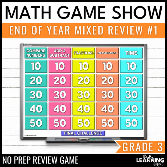 3rd Grade Math Spiral Review #1 Game Show | End of Year Test Prep Activity