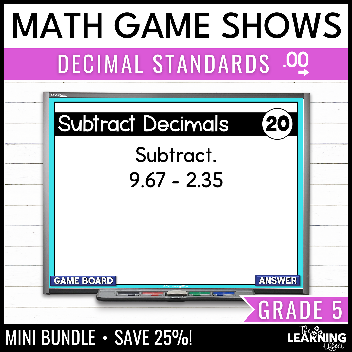 5th Grade Math Decimals Game Shows BUNDLE | Test Prep Review Activities