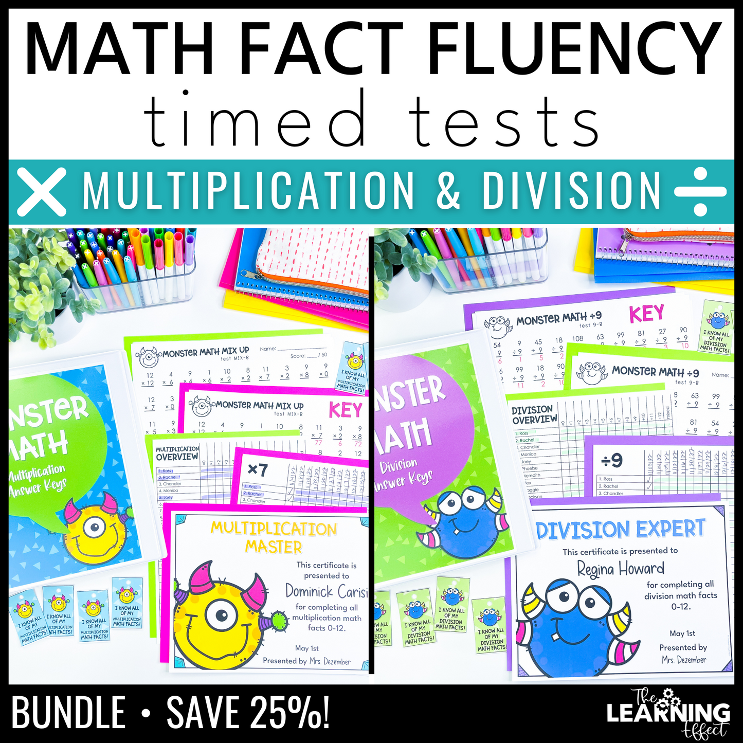 Math Fact Fluency Multiplication and Division Timed Tests BUNDLE | Practice Worksheets