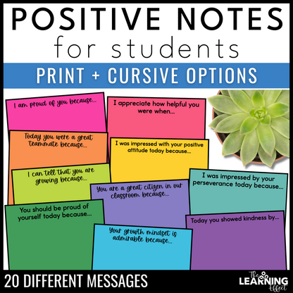 Positive Notes Home for Students | Parent Communication | Growth Mindset