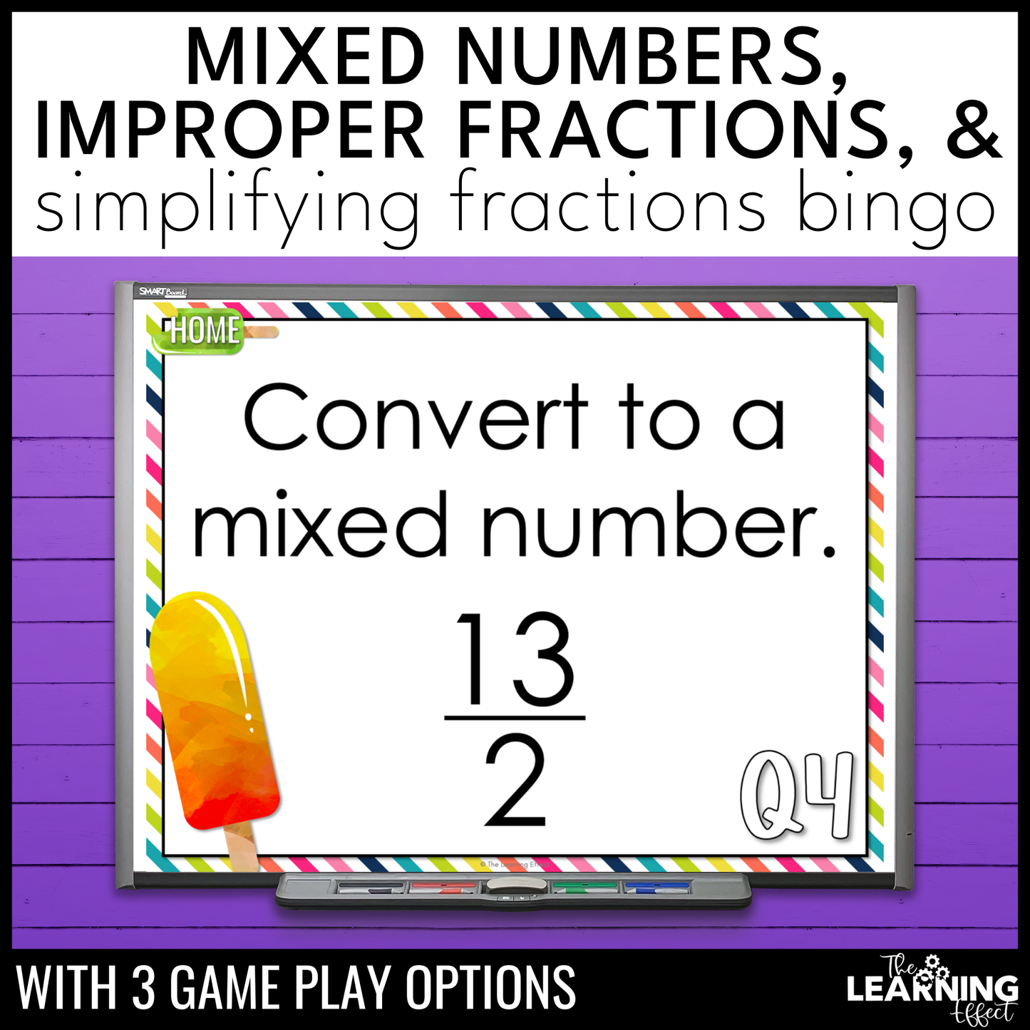 Mixed Numbers, Improper Fractions, and Simplifying Fractions Bingo Game | Math Review Activity
