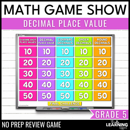 Decimal Place Value Game Show | 5th Grade Math Review Test Prep Activity