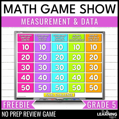 Measurement & Data Game Show | 5th Grade Math Review Test Prep Activity | FREE