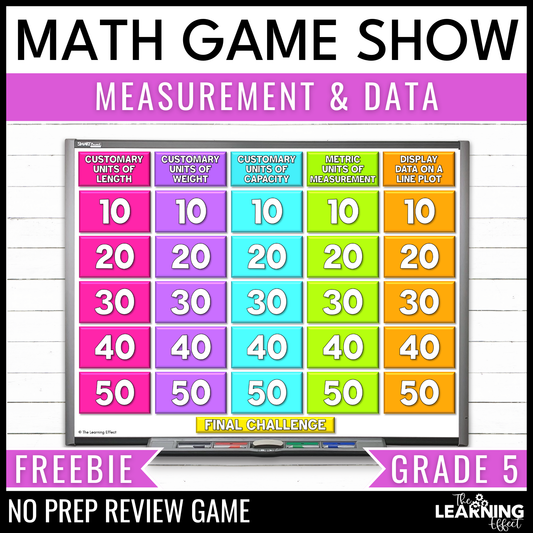 Measurement & Data Game Show | 5th Grade Math Review Test Prep Activity | FREE