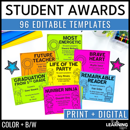 End of the Year Student Awards | Editable Certificate Templates