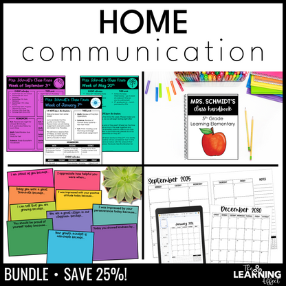 Parent & Home Communication BUNDLE | Newsletter, Handbook, Positive Notes, Calendar