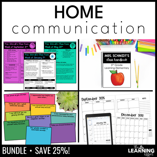Parent & Home Communication BUNDLE | Newsletter, Handbook, Positive Notes, Calendar