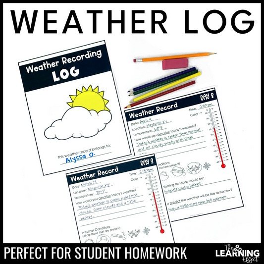Weather Recording Tracker Log or Journal Science Activity