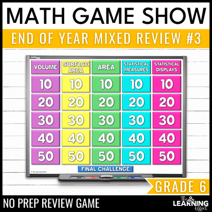 6th Grade Math Spiral Review #3 Game Show | End of Year Test Prep Activity