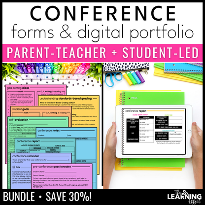Parent-Teacher Conference Form Templates and Student-Led Digital Portfolio BUNDLE