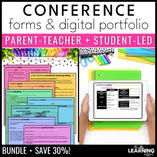 Parent-Teacher Conference Form Templates and Student-Led Digital Portfolio BUNDLE
